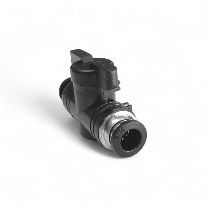 Black mechanical valve on a white background