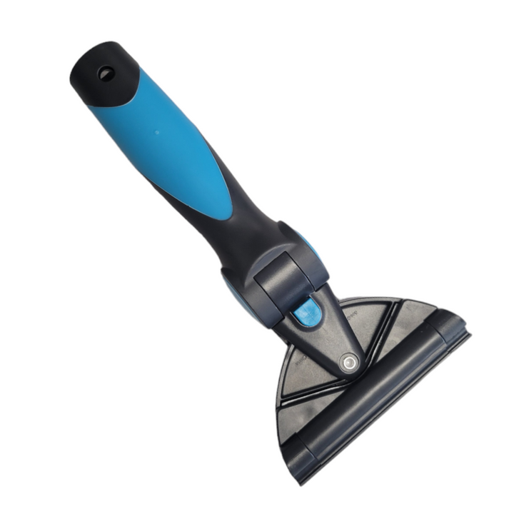 Isolated view of the Excelerator 2.0 squeegee handle set against a white background, emphasizing the ergonomic design and blue detailing.