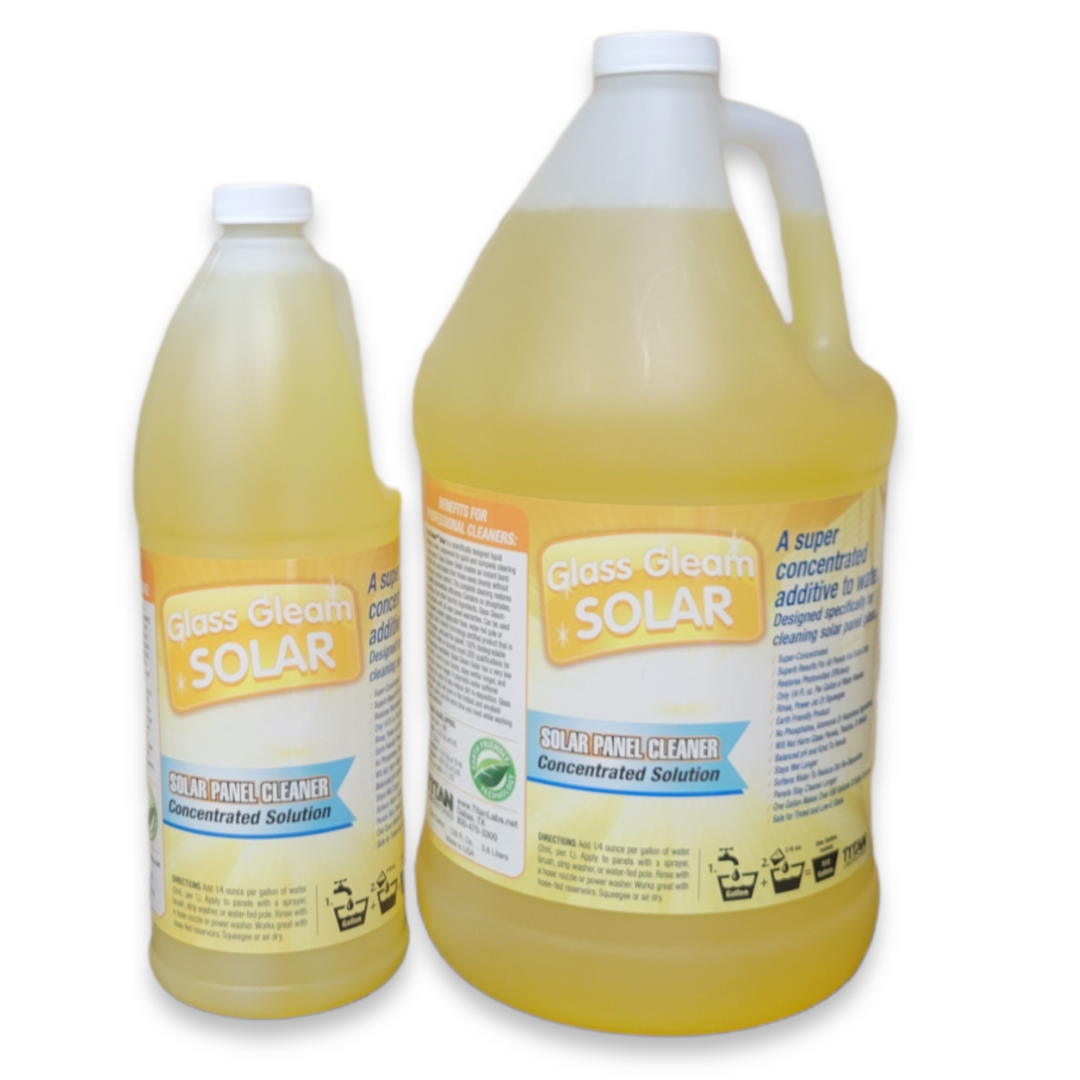 A quart and a gallon of Glass Gleam Solar.