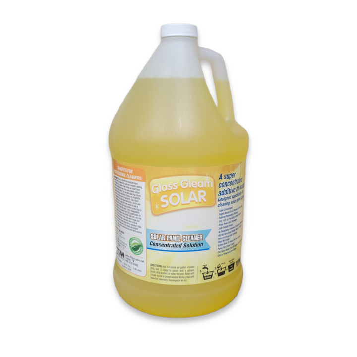 A gallon of yellow super concentrated glass gleam solar.
