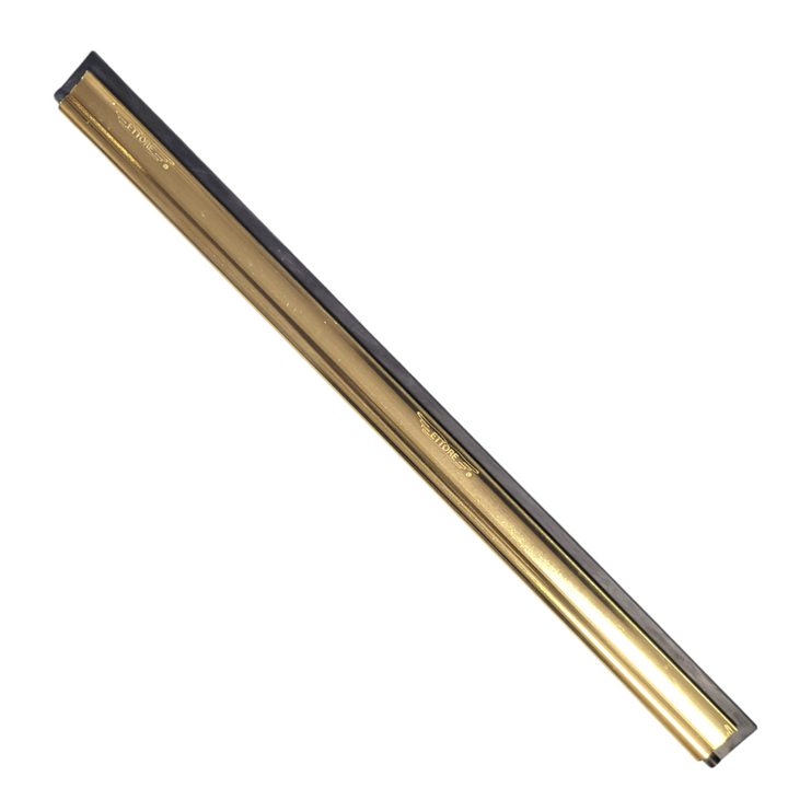 Ettore-branded solid brass squeegee channel with rubber blade, isolated on a white background for window cleaning supplies.