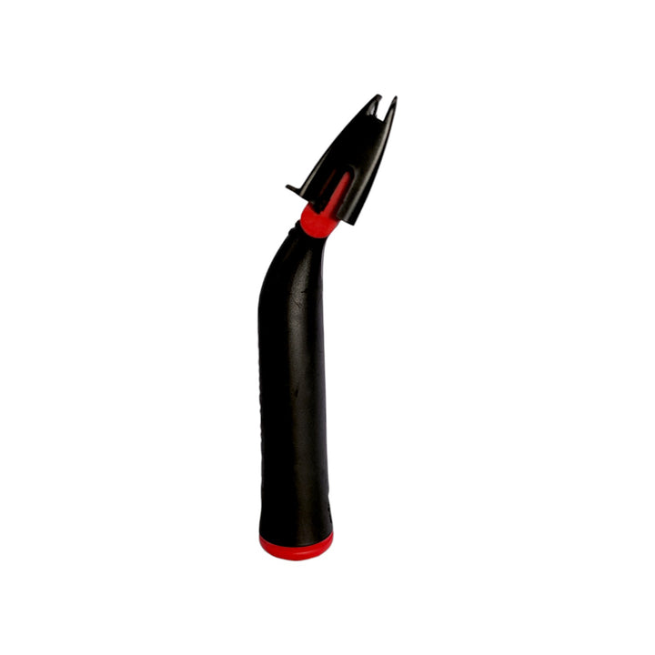 Side view of a Triumph MK3 6in Scraper showing the profile of the black ergonomic handle with red end cap and narrow neck leading to the blade.