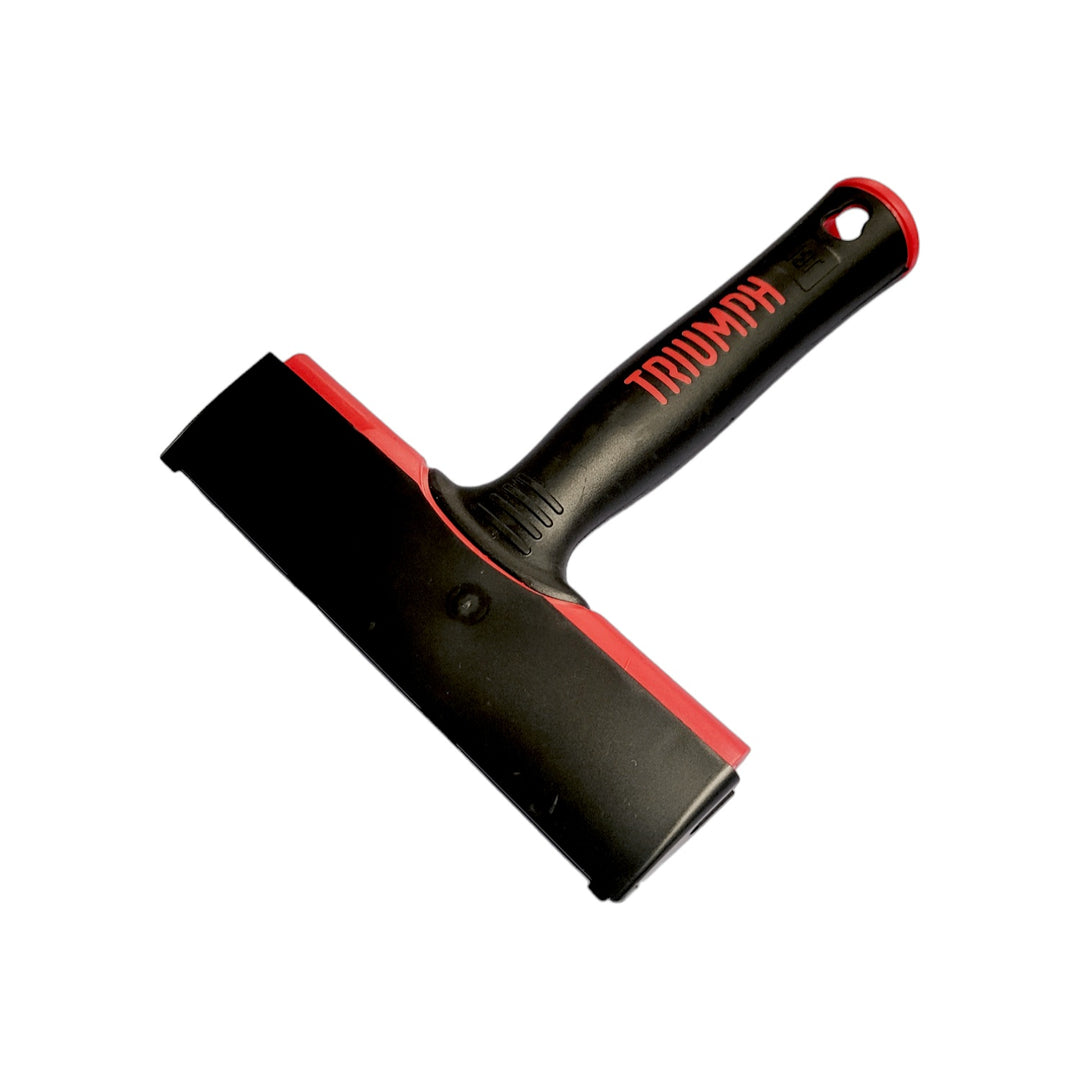 Triumph MK3 6in Scraper with a black blade and a red and black handle viewed from the side on a white background.