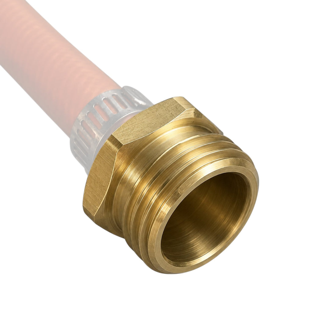 Brass plumbing fitting on a white background