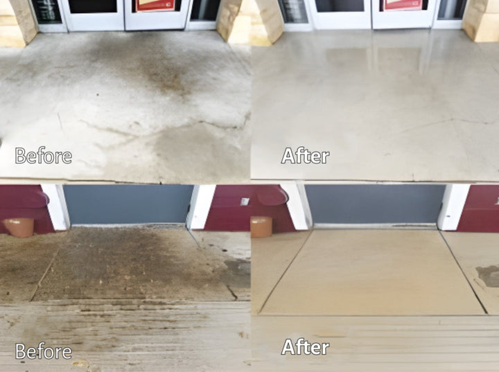 Two walkways before and after using F9 Double Eagle multi-purpose cleaner.