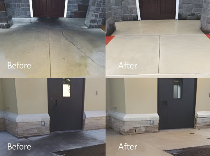 Before and after using Ground keepers Concrete Maintenance Cleaner. 