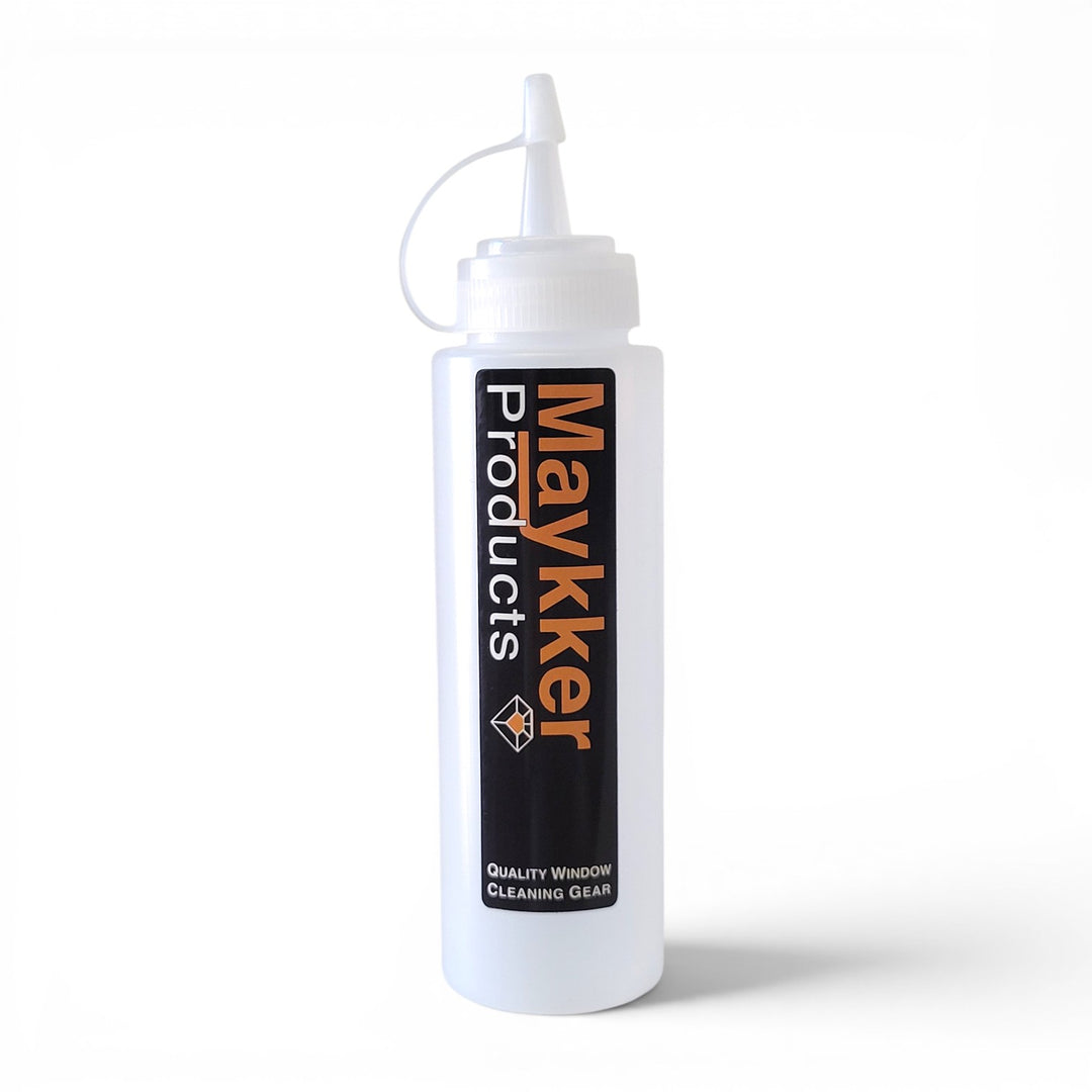 White bottle with Maykker Products label on a white background