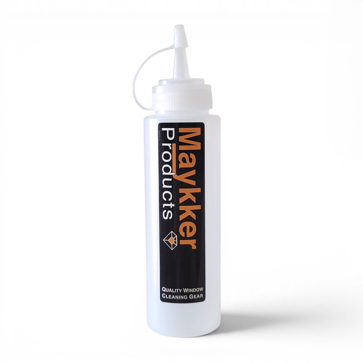 White bottle with Maykker Products label on a white background