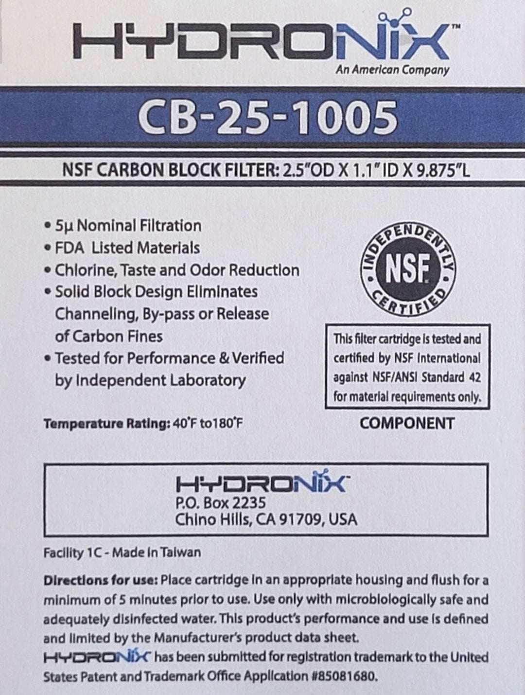 Hydronix Carbon Pre-Filter