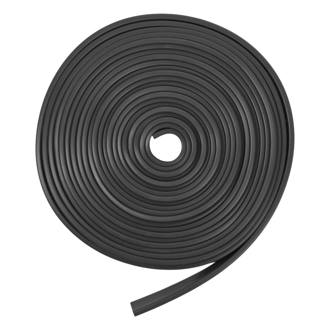Coiled roll of black Monster Products T-shaped silicone squeegee rubber