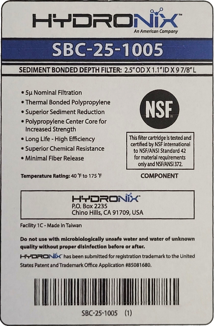 Hydronix Sediment Filter