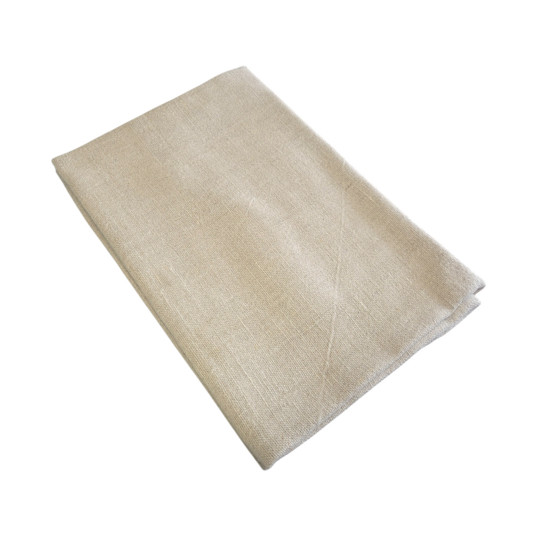 Folded Irish Linen Scrim Towel made from flax fibers, shown in full 32x32 inch size
