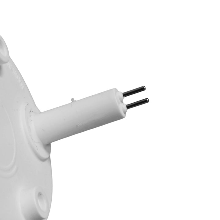 Close-up of the TradeWRX inline TDS meter sensor with two metal probe pins.