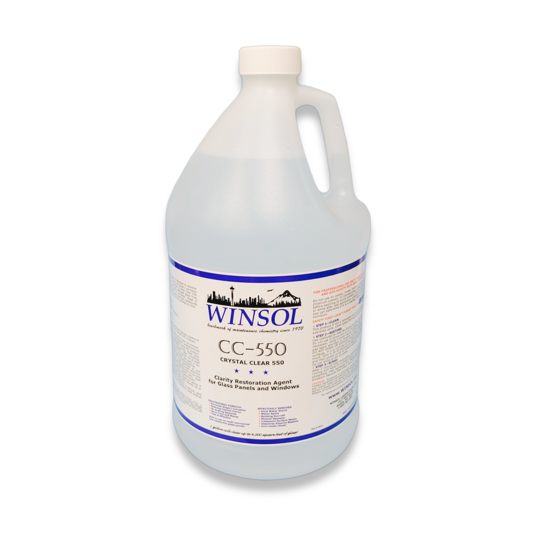 A gallon of Winsol cc-550 hard water stain remover 