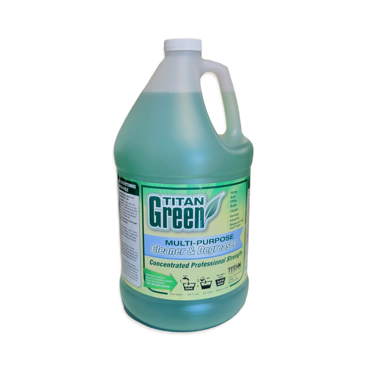 A gallon of Titan Green Multi-purpose cleaner and degreaser.