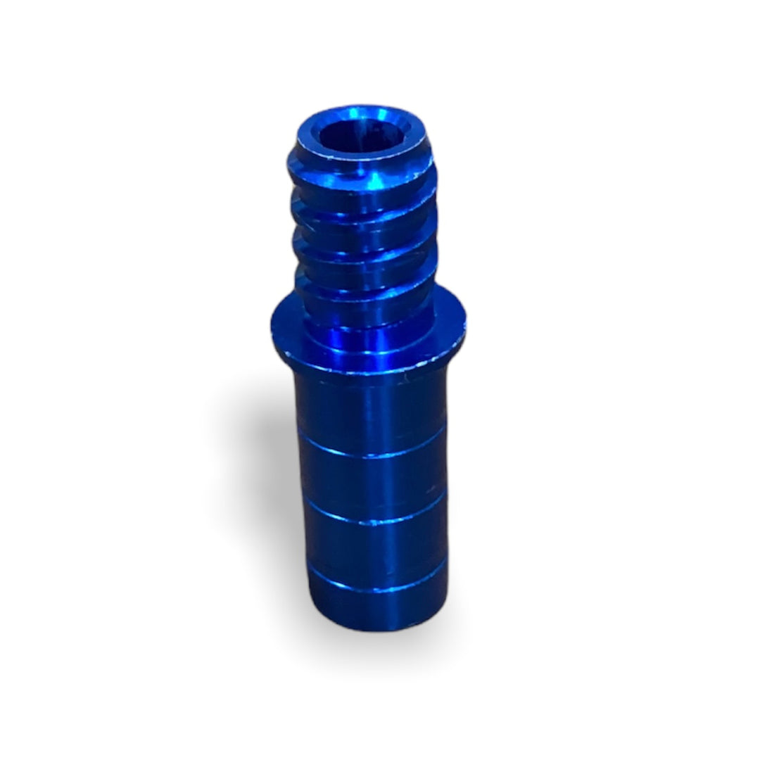 Blue acme trad adapter for use when converting water fed pole into a traditional pole
