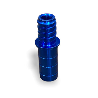 Blue acme trad adapter for use when converting water fed pole into a traditional pole